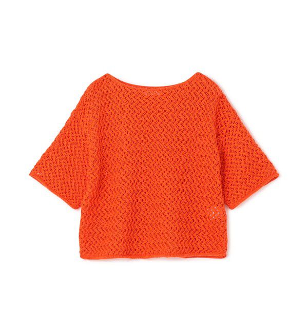 MACPHEE「メッシュコットン ボートネックプルオーバー」|ニット・セーター|27 オレンジ