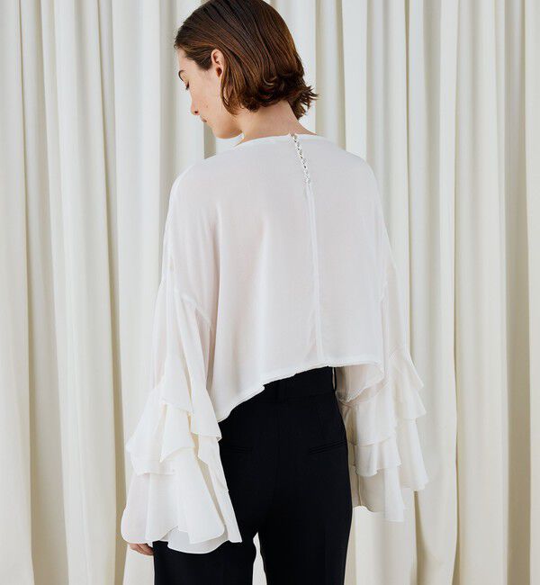DES PRES「シルクジョーゼット フリルスリーブブラウス」|シャツ・ブラウス|