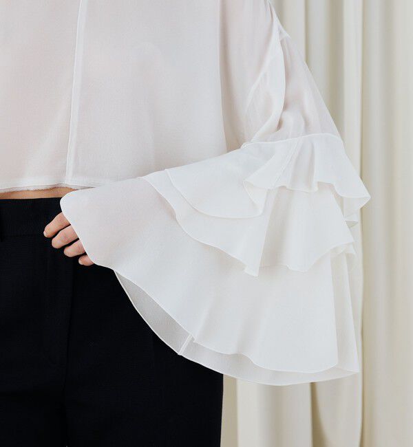 DES PRES「シルクジョーゼット フリルスリーブブラウス」|シャツ・ブラウス|