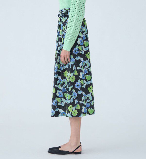 Ballsey「スプリングフラワープリント アシンメトリータックスカート」|フレア|