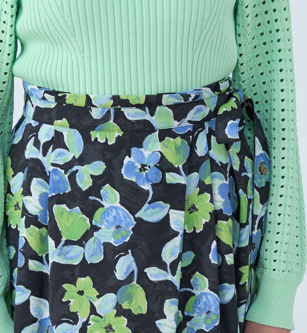 Ballsey「スプリングフラワープリント アシンメトリータックスカート」|フレア|