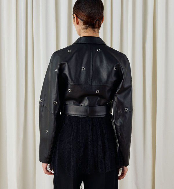 DES PRES「ラムレザーアイレット クロップドブルゾン」|ライダースジャケット|