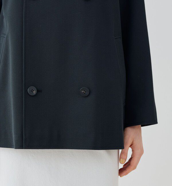 GALERIE VIE「コットンウールギャバジン カラーレスショートコート」|ノーカラーコート|