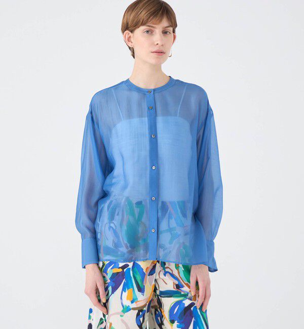 Ballsey「セルロースポリエステルオーガンジー サイドギャザーシャツ」|シャツ・ブラウス|