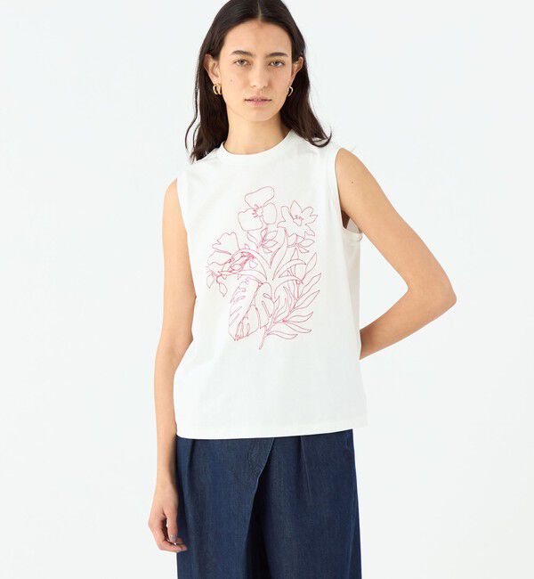 MACPHEE「ボタニカルエンブロイダリー ノースリーブプルオーバー」|タンクトップ|
