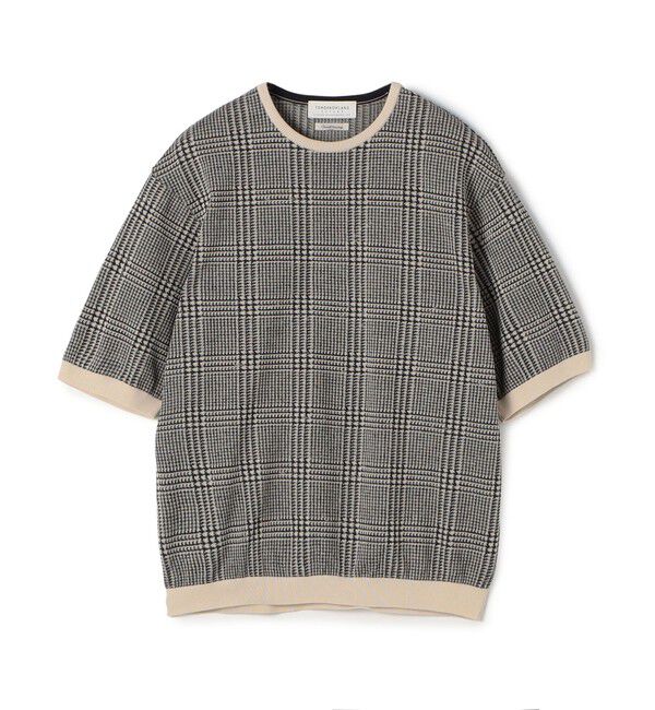 TOMORROWLAND MENS「TOMORROWLAND tricot チェック柄 コットンハーフスリーブ ニット」|ニット・セーター|14 グレー系