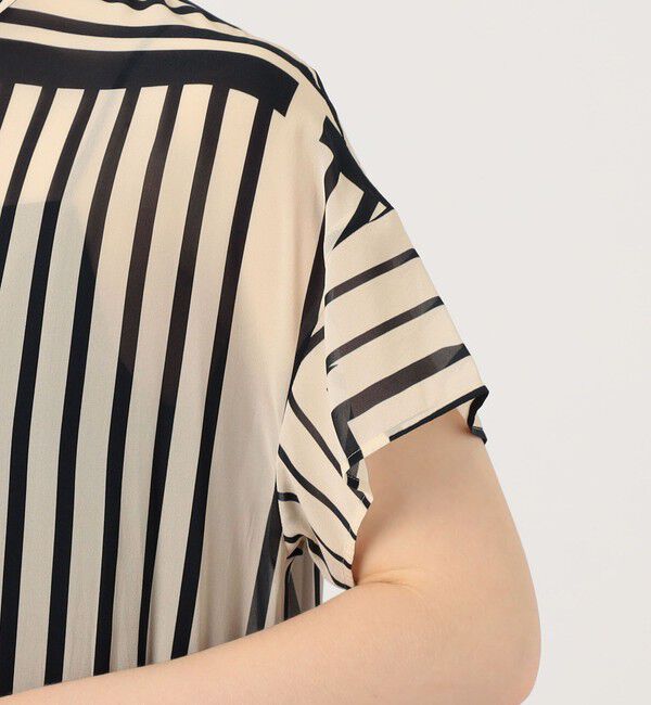 GALERIE VIE「ストライプシルクストレッチ ギャザーシャツドレス」|ワンピース|