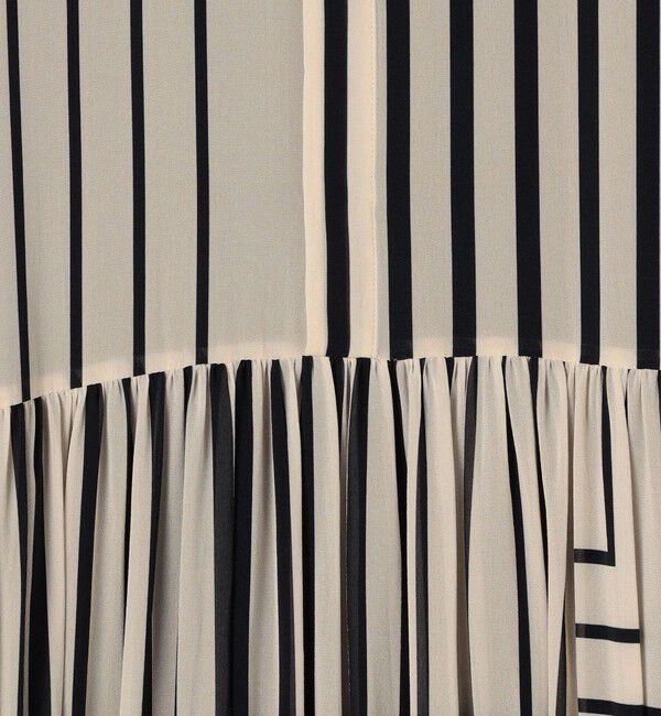 GALERIE VIE「ストライプシルクストレッチ ギャザーシャツドレス」|ワンピース|