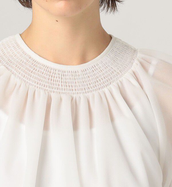 Ballsey「シアートリコット シャーリングネックブラウス」|シャツ・ブラウス|