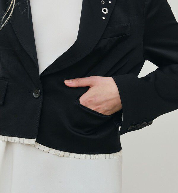 DES PRES「レーヨンサテン クロップドジャケット」|テーラードジャケット|