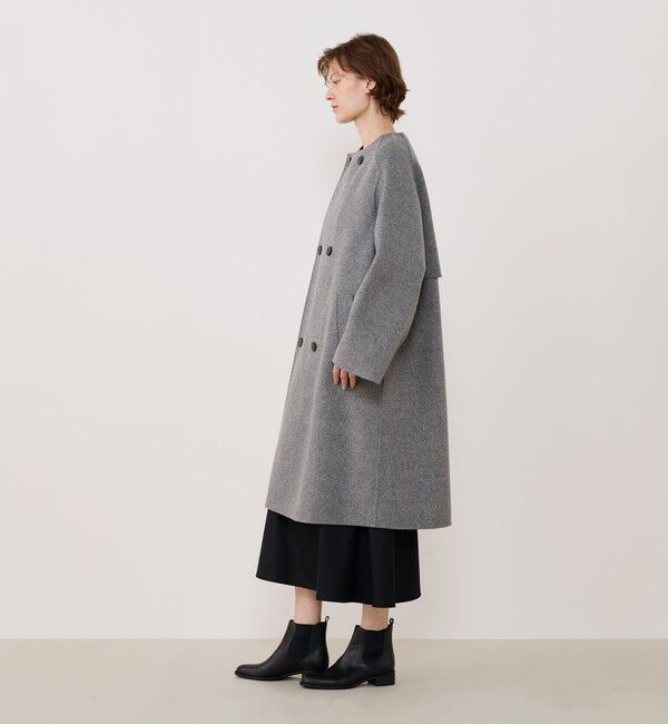 GALERIE VIE「ダブルフェイス カラーレストレンチコート」|ノーカラーコート|