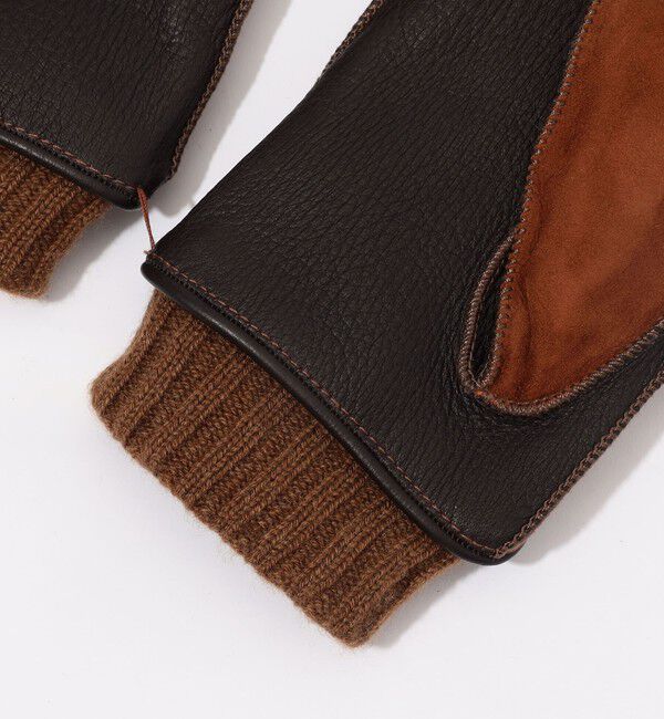 TOMORROWLAND GOODS「MAZZOLENI カシミヤライニング ラムスキンヌバック&times;ディアスキンコンビグローブ」|手袋|