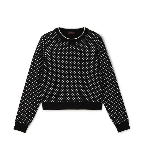 CABaN「コットンカシミヤ ドットジャカードクルーネックプルオーバー」|ニット・セーター|18 ブラック系