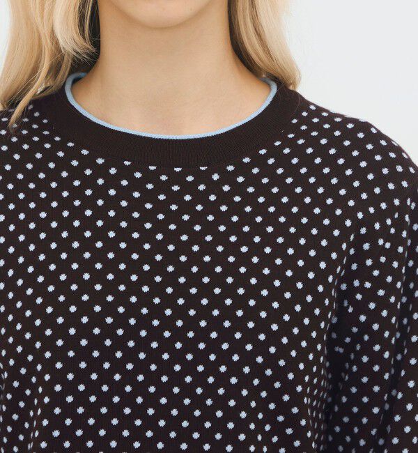 CABaN「コットンカシミヤ ドットジャカードクルーネックプルオーバー」|ニット・セーター|