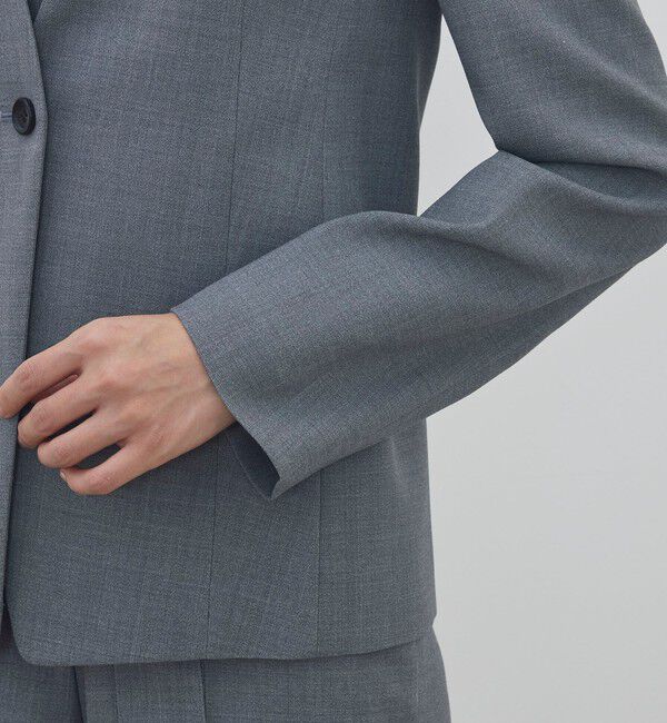 DES PRES「ポリエステルウールバラシャ Vカラージャケット」|ノーカラージャケット|