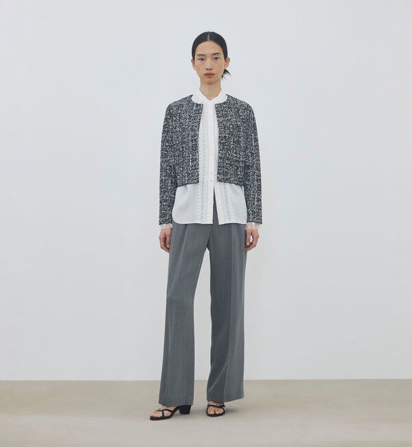 DES PRES「ツートーンジャカード ノーカラージャケット」|ノーカラージャケット|