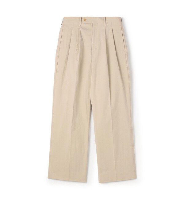 TOMORROWLAND MENS「コットンナイロンツイル 2タックワイドストレートパンツ」|スラックス|43 ベージュ