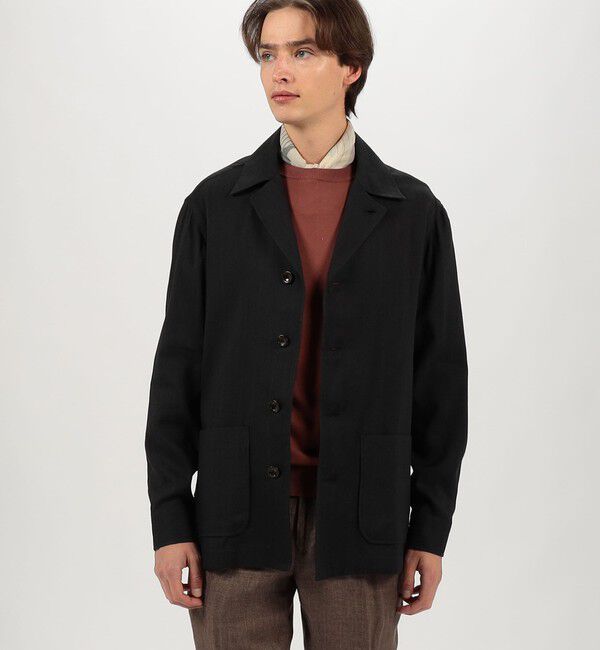 TOMORROWLAND MENS「リネンコットンヘリンボーン ハンドカバーシャツブルゾン」|ブルゾン・スタジャン|