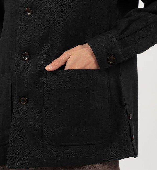 TOMORROWLAND MENS「リネンコットンヘリンボーン ハンドカバーシャツブルゾン」|ブルゾン・スタジャン|