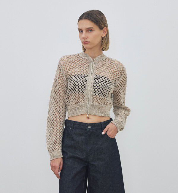 DES PRES「リネンポリエステルコットンリリヤーン クロップドブルゾン」|カーディガン|