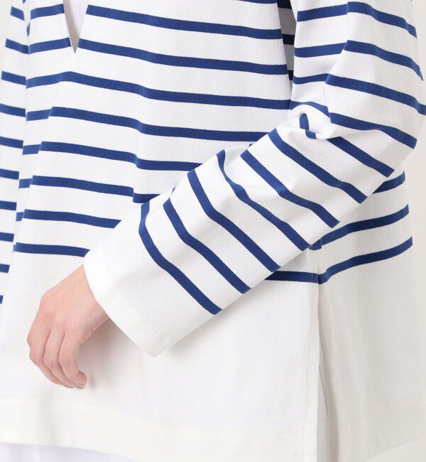 MACPHEE「パネルボーダー キーネックプルオーバー」|Tシャツ・カットソー|