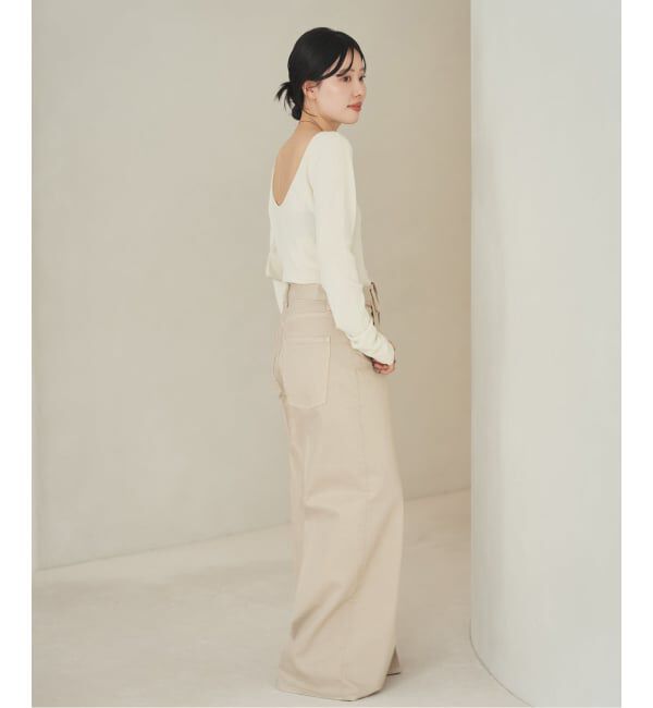 Plage「Healthy denim / ヘルシーデニム 別注 WIDE デニムパンツ(ベージュ)」|デニム|