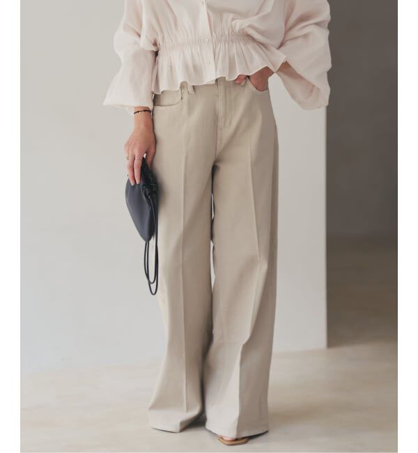 Plage「Healthy denim / ヘルシーデニム 別注 WIDE デニムパンツ(ベージュ)」|デニム|