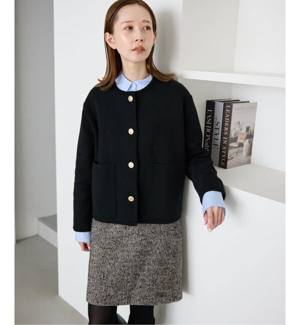 SLOBE IENA「《一部WEB・店舗限定カラーあり》ダブルフェイスニットジャケット」|カーディガン|