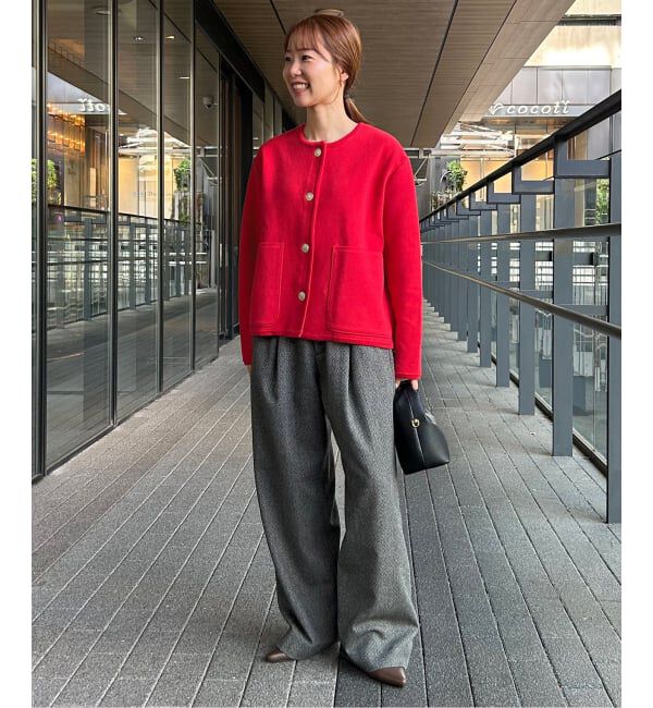 SLOBE IENA「《一部WEB・店舗限定カラーあり》ダブルフェイスニットジャケット」|カーディガン|