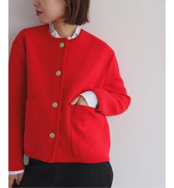 SLOBE IENA「《一部WEB・店舗限定カラーあり》ダブルフェイスニットジャケット」|カーディガン|