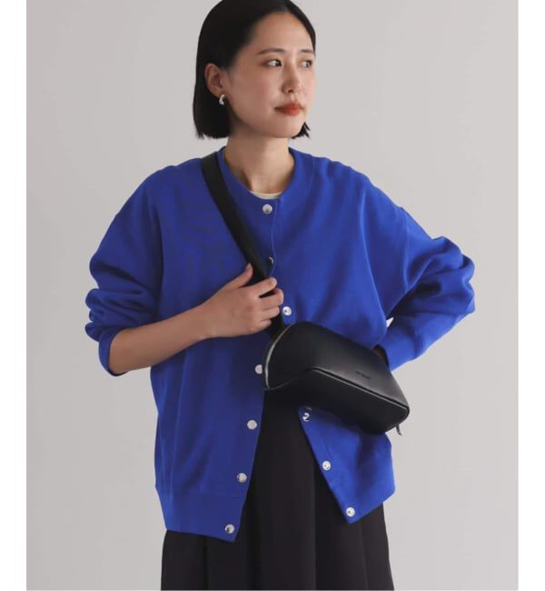 SLOBE IENA「《追加》ダブルフェイスジャージースナップカーディガン」|カーディガン|ブルー