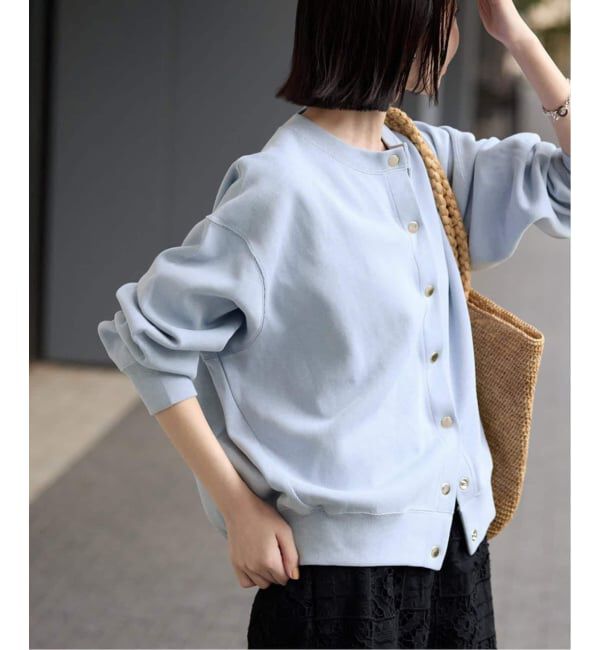 SLOBE IENA「《追加》ダブルフェイスジャージースナップカーディガン」|カーディガン|サックスブルー