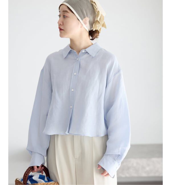 IENA「《新色/WEB限定/追加3》ラミーリヨセルショートシャツ」|シャツ・ブラウス|サックスブルー