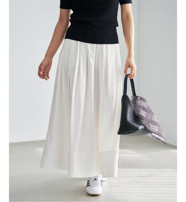 IENA「《予約》ウォッシャブル タフタギャザーフレアスカート」|スカート|ホワイト