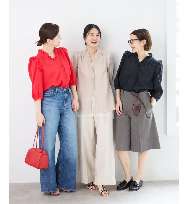 IENA「《予約/一部店舗限定》 コットンシュリンク7分袖ブラウス」|シャツ・ブラウス|