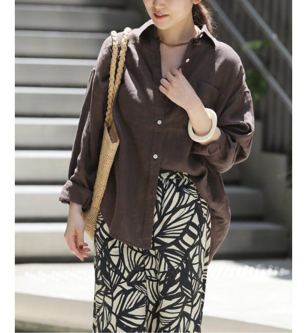 JOURNAL STANDARD relume「《追加2》手洗い可 / カラーリネンオーバーサイズシャツ」|シャツ・ブラウス|ブラウン