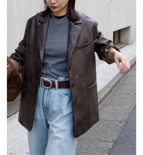 JOURNAL STANDARD「フェイクレザー/フェイクスエードジャケット」|ライダースジャケット|ブラウン