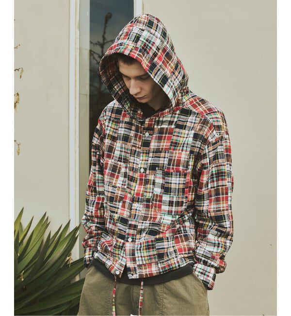 JOURNAL STANDARD「パッチ マドラス チェック フーディ シャツ」|シャツ・ブラウス|