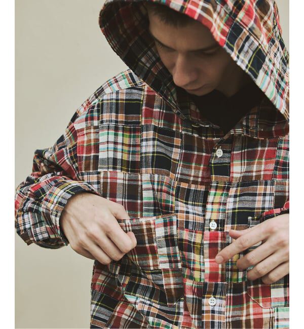 JOURNAL STANDARD「パッチ マドラス チェック フーディ シャツ」|シャツ・ブラウス|