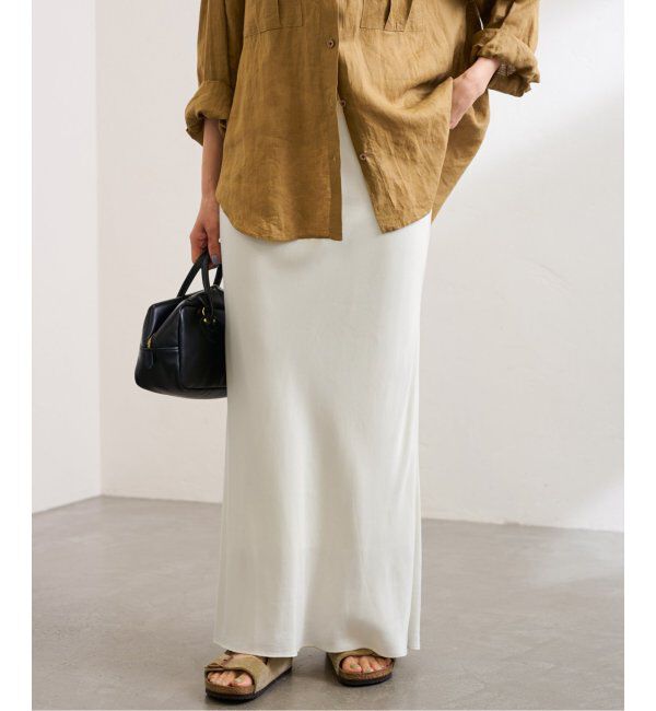 FRAMeWORK「≪追加≫キュプラバイアスサテンロングスカート」|スカート|ホワイト A