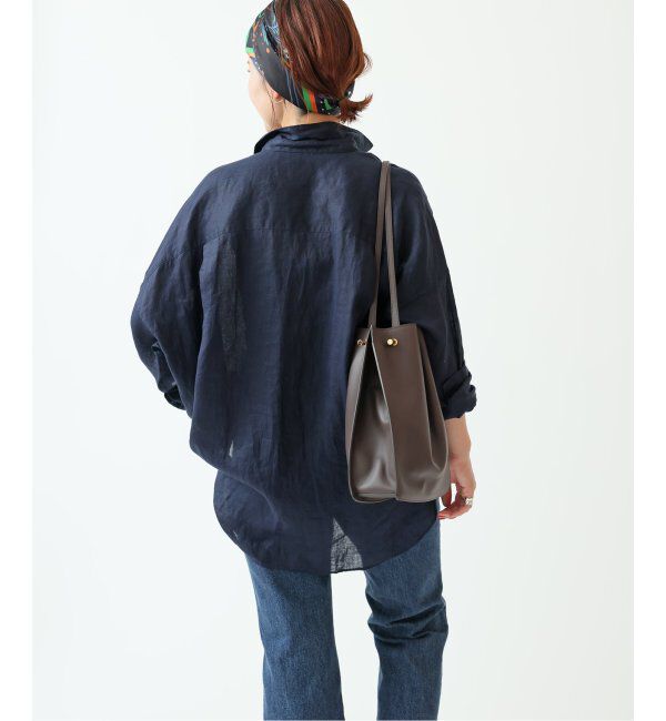 Spick and Span「《ゆったりサイズ》追加 80リネンカシュクール ビッグシャツ」|シャツ・ブラウス|