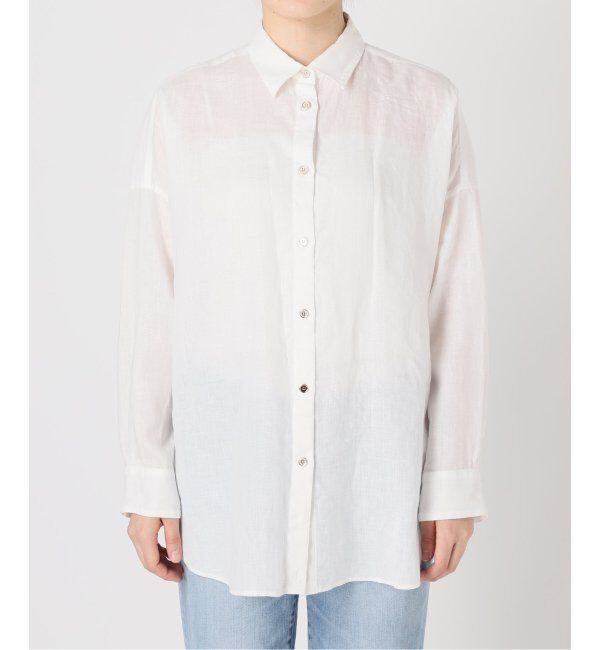 Spick and Span「《ゆったりサイズ》追加 80リネンカシュクール ビッグシャツ」|シャツ・ブラウス|