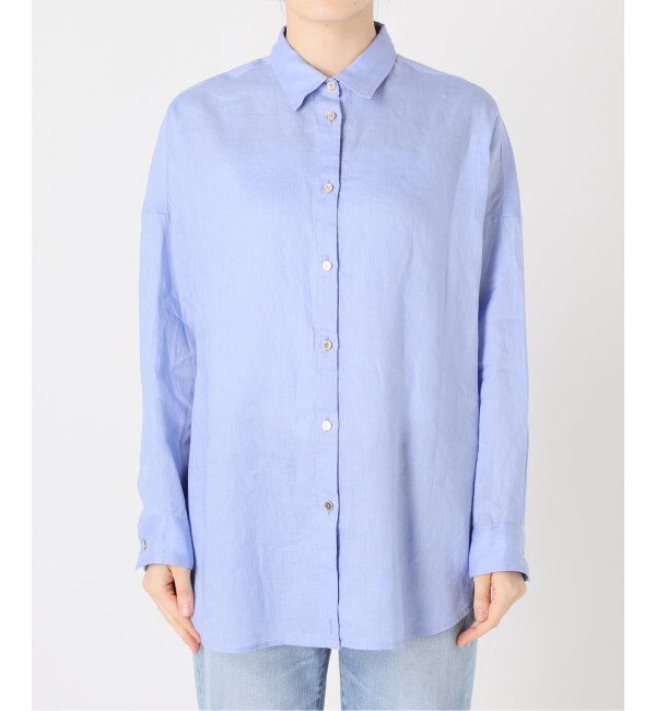 Spick and Span「《ゆったりサイズ》追加 80リネンカシュクール ビッグシャツ」|シャツ・ブラウス|