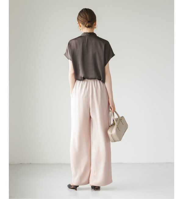 NOBLE「【洗える】ライトジョーゼットドレープパンツ」|スラックス|