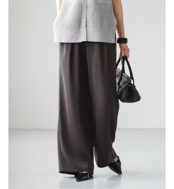 NOBLE「【洗える】ライトジョーゼットドレープパンツ」|スラックス|