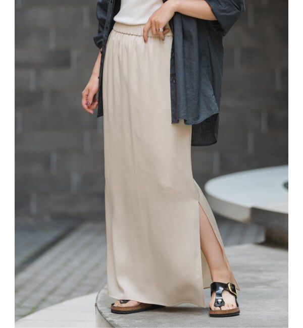 Spick and Span「《追加》サテンイージースカート」|スカート|ベージュ A