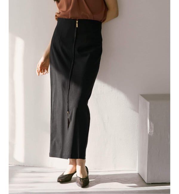 NOBLE「《追加3》RyNyコンフォートストレッチジップタイトスカート」|スカート|ブラック