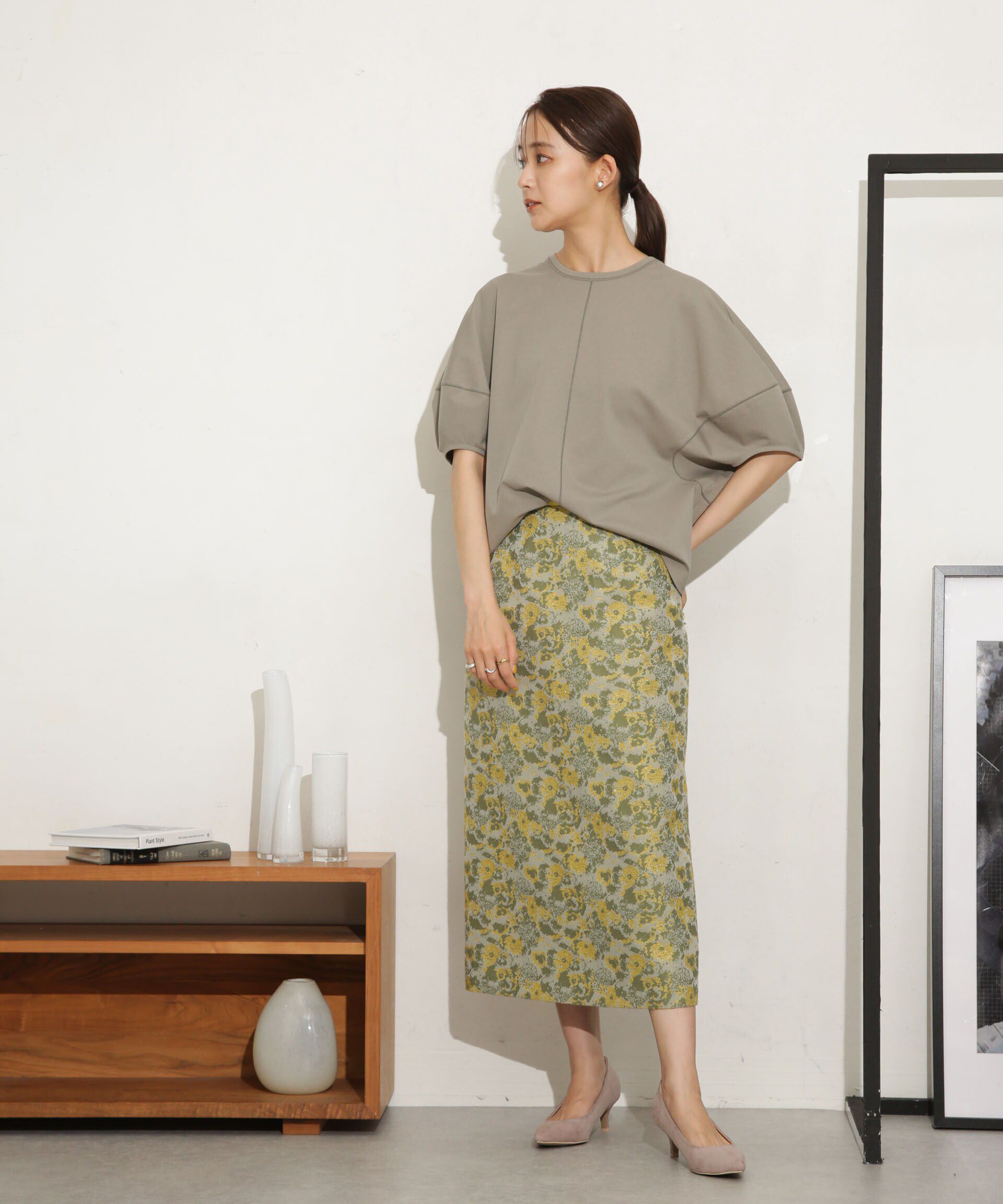 nano･universe「フラワージャカードタイトスカート」|スカート|