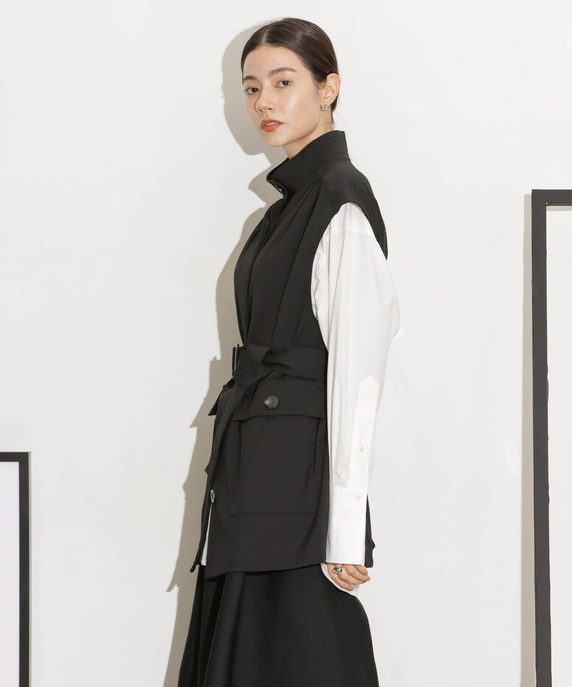 nano･universe「ベルト付きスタンドベスト」|ベスト・ジレ|