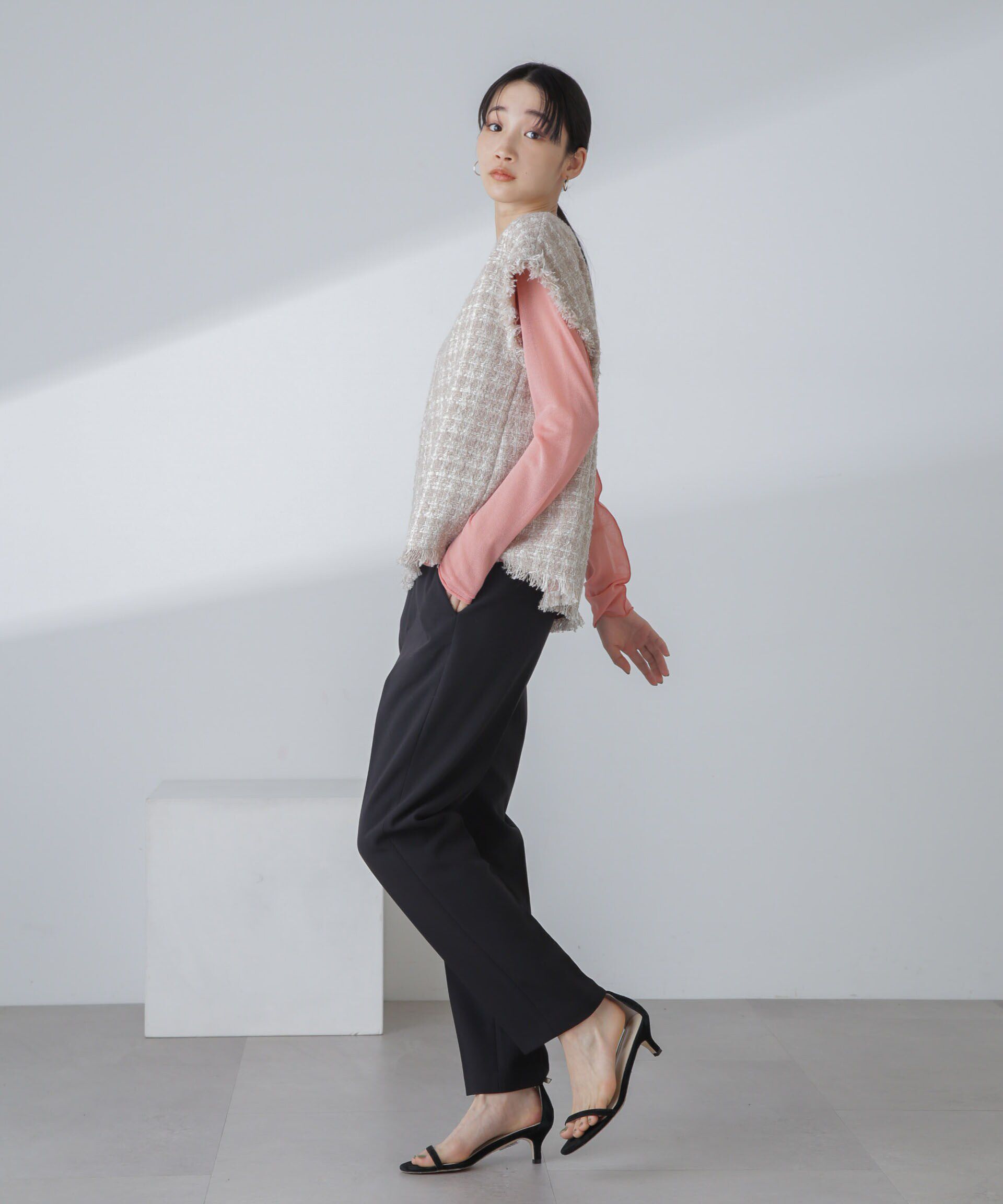 nano･universe「ラメファンシーツイード ショートジレ」|ベスト・ジレ|